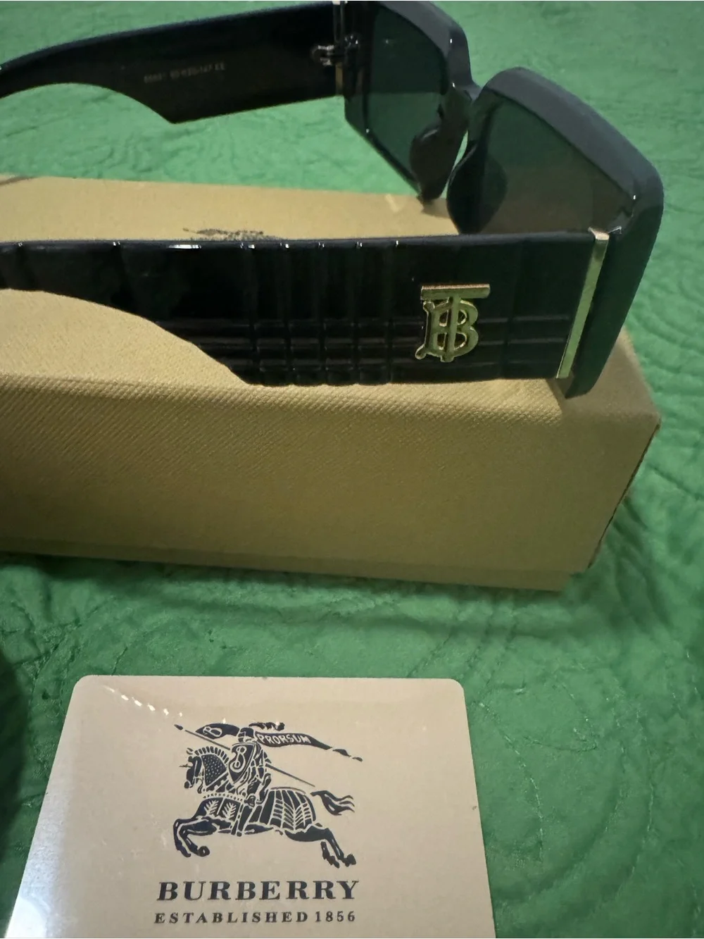 Burberry Black Square Oversized Sunglasses with Plaid Case